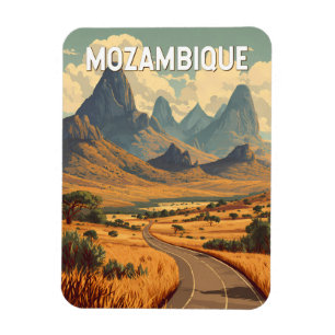 Mozambique Illustration Resa Konst Vintage Magnet