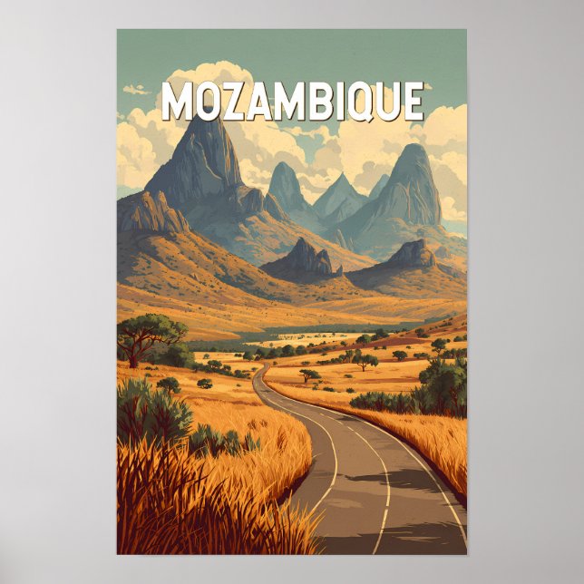 Mozambique Illustration Resa Konst Vintage Poster (Framsidan)