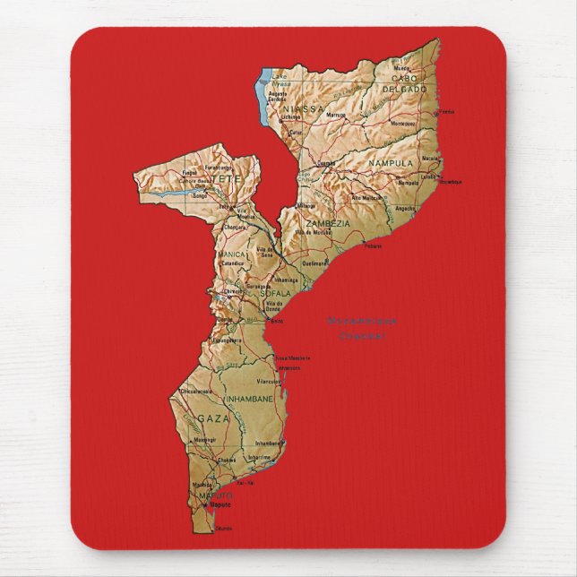 Mozambique Karta Mousepad Musmatta (Framsidan)