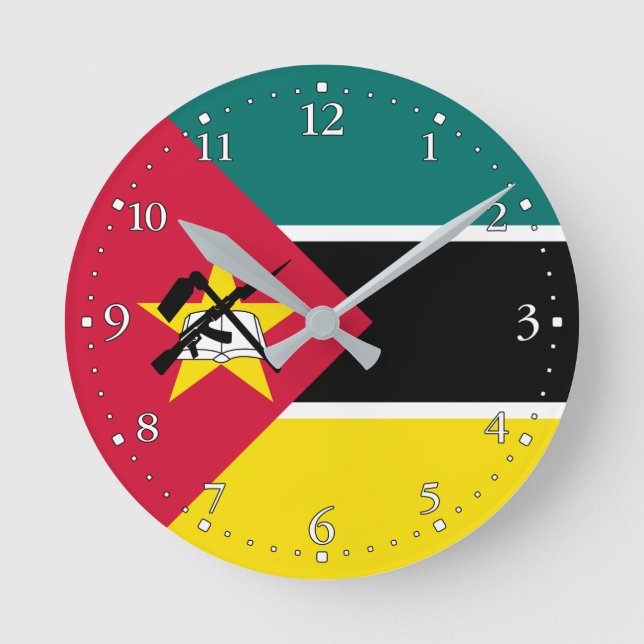 Mozambiques patriotiska flagga rund klocka (Framsida)