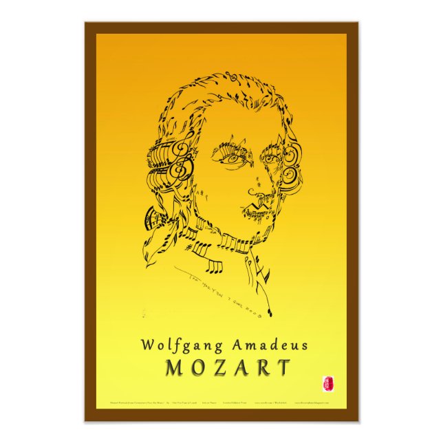 Mozart Ansikte the Music Fototryck (Framsidan)