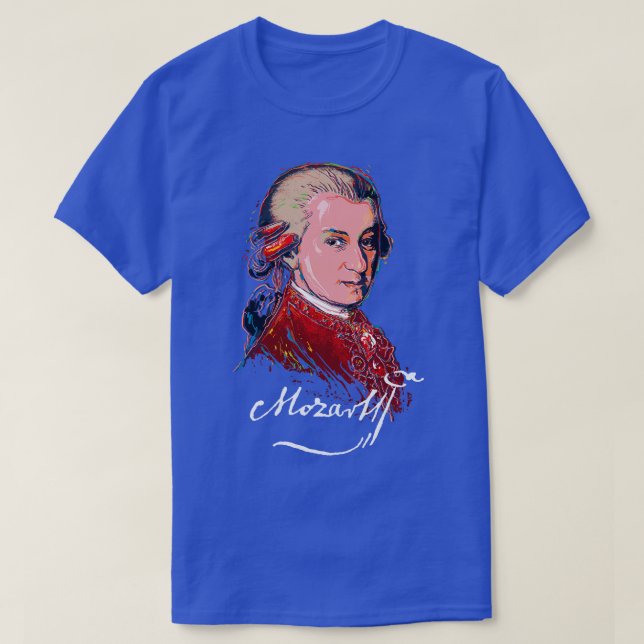Mozart Colorful Porträtt MusicClassicalPiano 1 T Shirt (Design framsida)