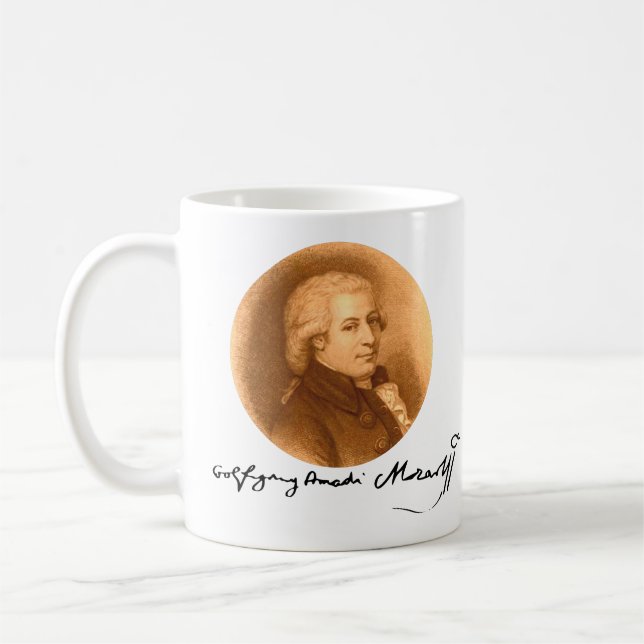 Mozart Composer Porträtt Elegant Classical Music Kaffemugg (Vänster)