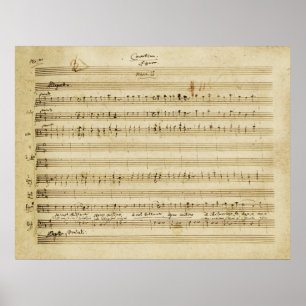 Mozart Giftermål of Figaro Manuscript Print Poster
