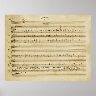 Mozart Giftermål of Figaro Manuscript Print Poster