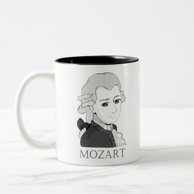Mozart im Chibi Style Två-Tonad Mugg (Vänster)
