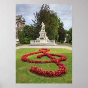 Mozart Memorial i Burggarten Wien Österrike Poster