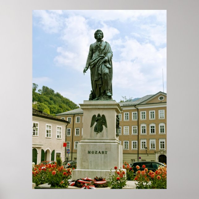 Mozart Monument i Salzburg, Österrike Poster (Framsidan)