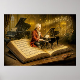 Mozart-musikscen från klassisk bok poster