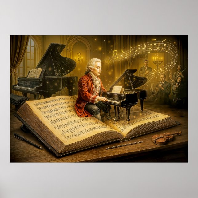 Mozart-musikscen från klassisk bok poster (Framsidan)