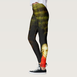 Mozart notblad- och porträttdamasker leggings