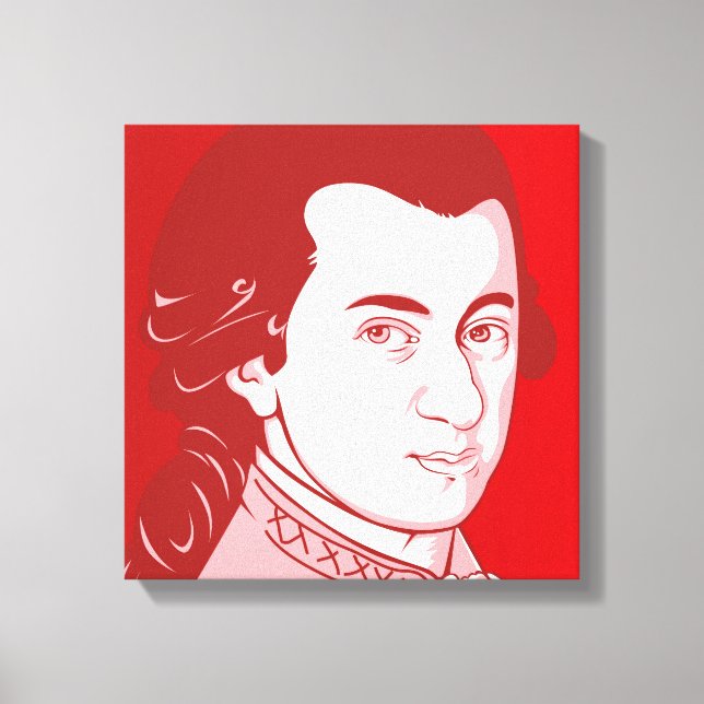 Mozart på Canvas - Tecknad Stil, röd/vit (Framsida)