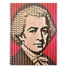 Mozart Porträtt i BAUHAUS optisk illusion stil Anteckningsbok