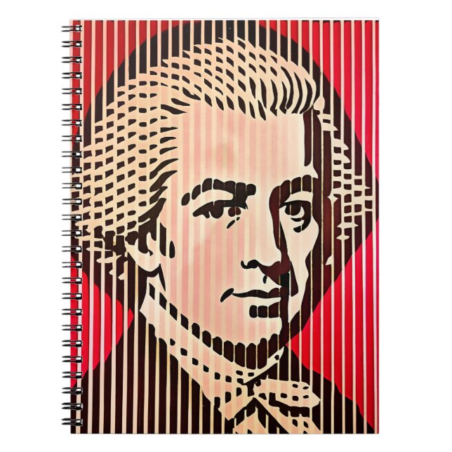 Mozart Porträtt i BAUHAUS optisk illusion stil Anteckningsbok (Framsidan)