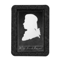 Mozart Profile Papper Cutout White på Black