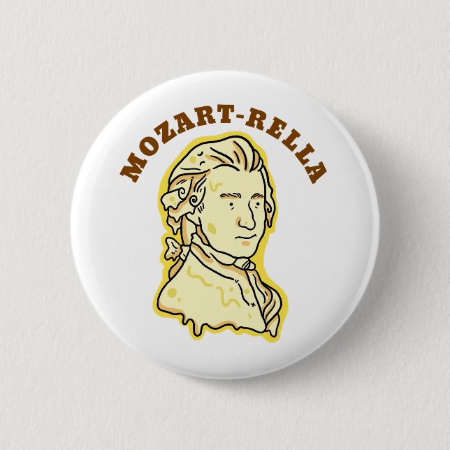 Mozart-rella Funny Music Cheese Pun Button Pin Knapp (Framsida)