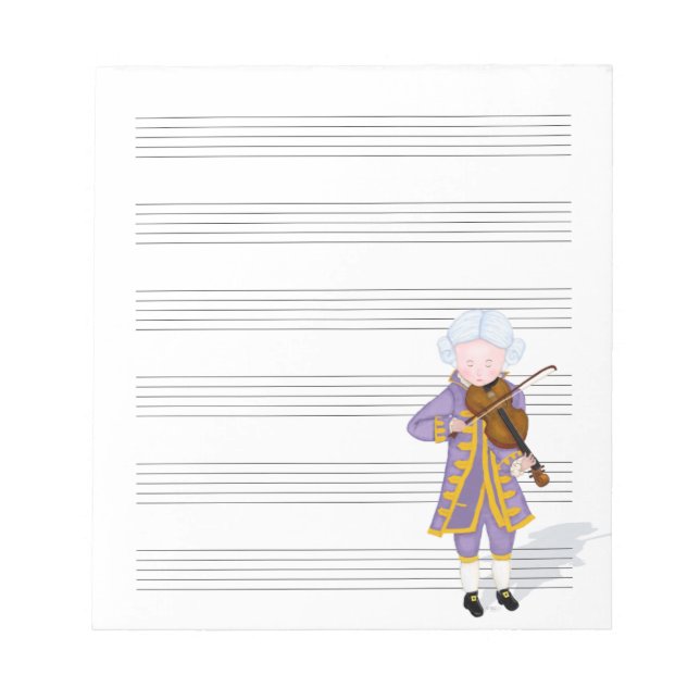 Mozart Spela Violin Music Manuscript Papper Anteckningsblock (Framsida)