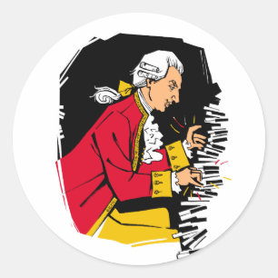 Mozart spelar piano runt klistermärke