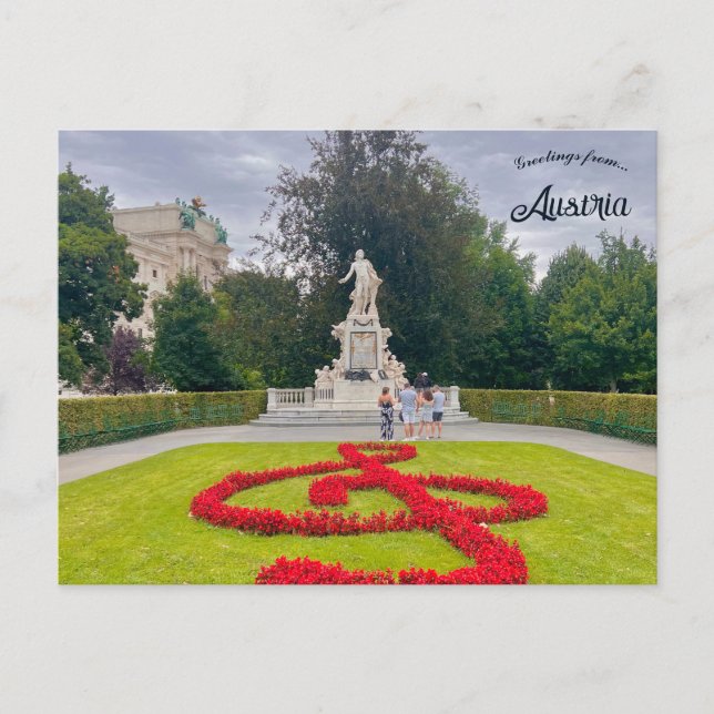 Mozartmonumentet i Wien Österrike Vykort (Framsida)