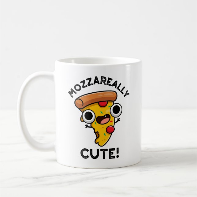 Mozza-verkligen Cute Funny Pizza Pun Kaffemugg (Vänster)