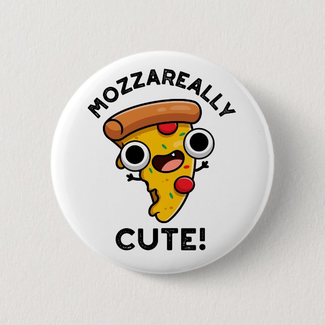 Mozza-verkligen Cute Funny Pizza Pun Knapp (Framsida)