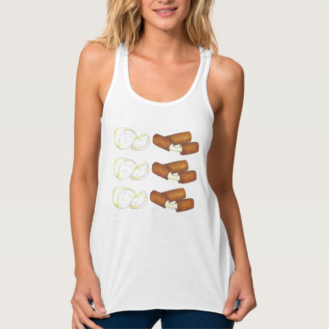 Mozzarella Cheese Sticks Snack Junk Food Foodie Linne Med Racerback (Framsida)