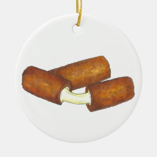 Mozzarella Fried Cheese Sticks Junk Food Foodie Julgransprydnad Keramik