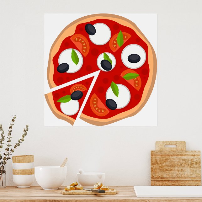 Mozzarella Pizza med Tomat och Basilika Poster (Skapare uppladdad)