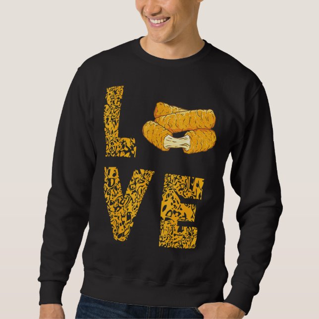 Mozzarella Sticks Leopard Kärlek Cheese Sticks Foo Lång Ärmad Tröja (Framsida)