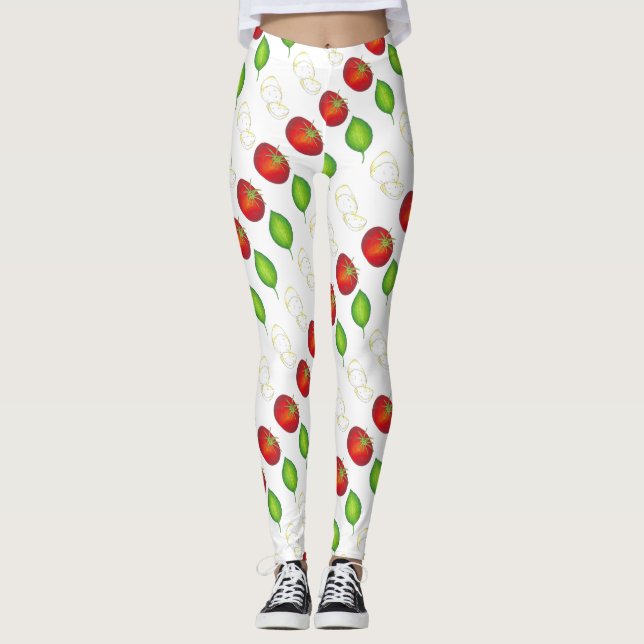 Mozzarella Tomato Basil Italien Italy Food Cooking Leggings (Framsida)