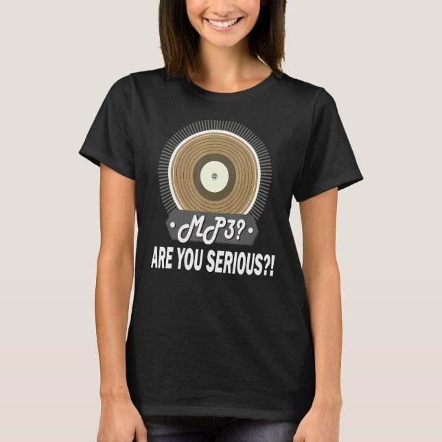 Mp3 är du seriös vinylinsamling t shirt (Framsida)