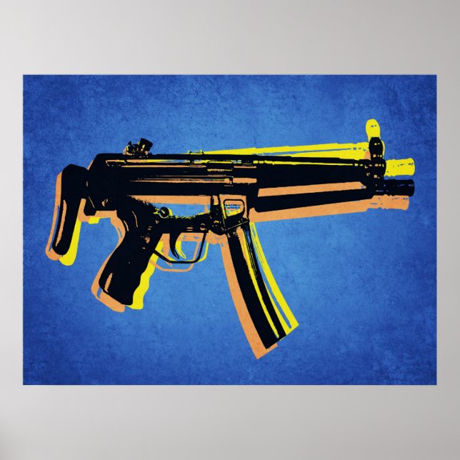 MP5 Sub Maskin Gun på Blue Poster (Framsidan)