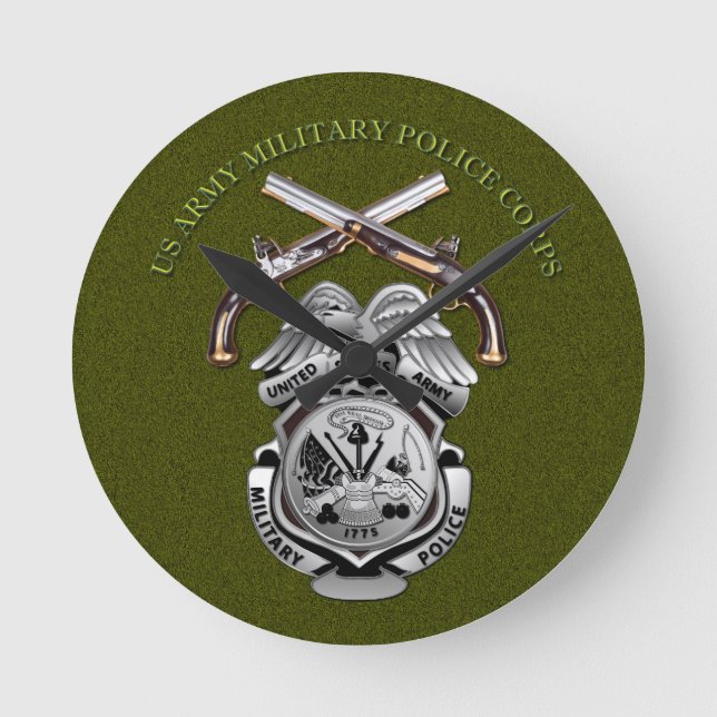 MP-bricka och korsade brickor Rund Klocka (Framsida)