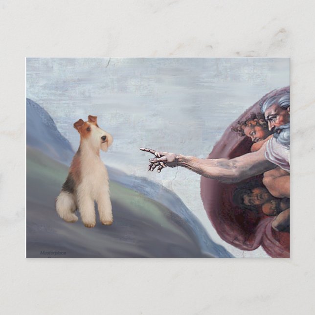 MP-guds Wire Fox Terrier (M) Vykort (Framsida)