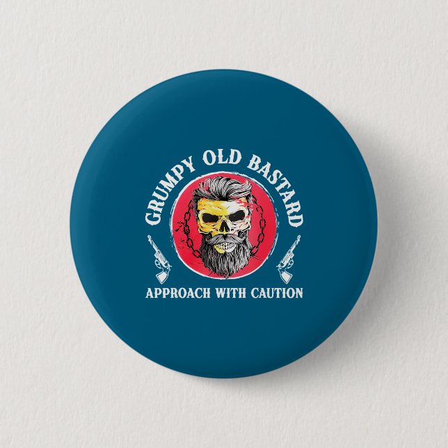 Mpy Old Approach With Caution Beard Skull Barber  Knapp (Framsida)