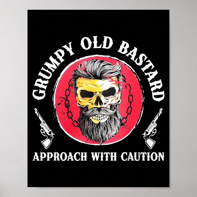 Mpy Old Approach With Caution Beard Skull Barber  Poster (Framsidan)