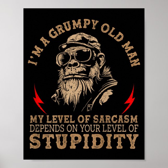 Mpy Old Man - My Level Of Sarcasm Funny Monkey (on Poster (Framsidan)