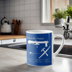 MQ-1 Predator UAV - Flygplanets blåavtryck ABD Kaffemugg
