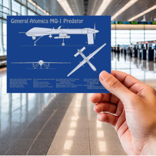 MQ-1 Predator UAV - Flygplanets blåavtryck ABD Vykort