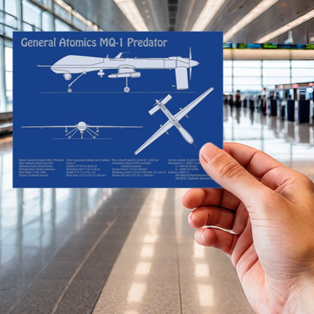 MQ-1 Predator UAV - Flygplanets blåavtryck ABD Vykort (Skapare uppladdad)