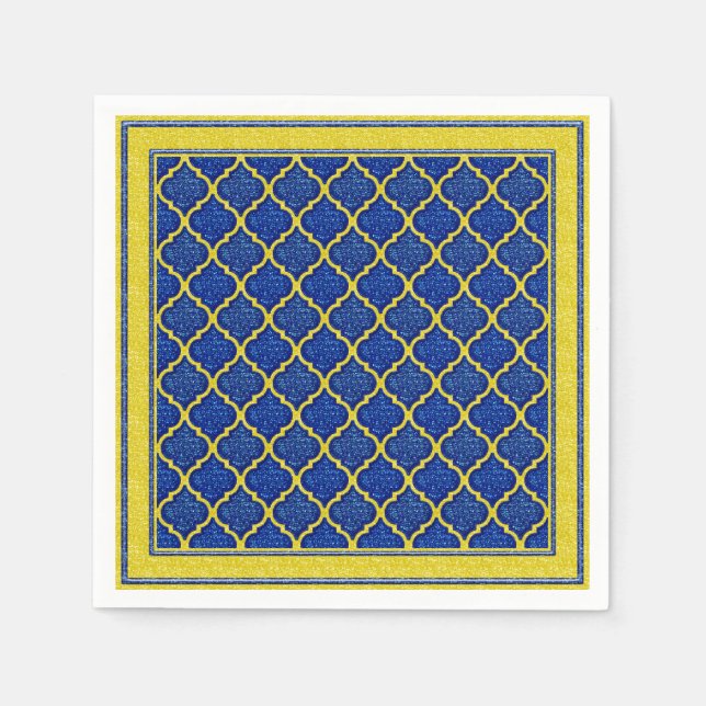 MQF Sequins-Blue-Gult-PAPPRA NAPKINS Pappersservett (Framsidan)