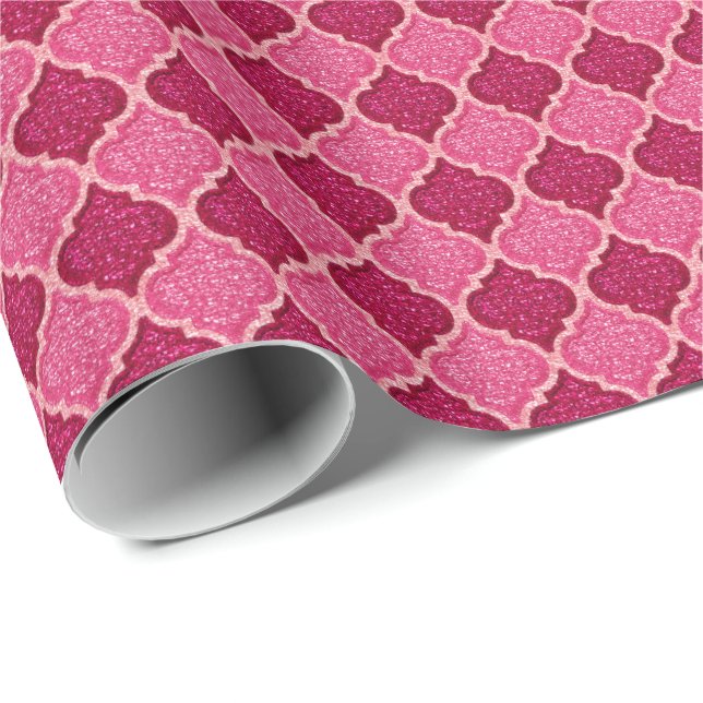 MQF Sequins-Rosa-Magenta-GIFT WRAP Presentpapper (Rullad Hörn)