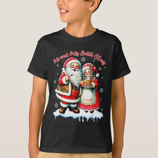 Mr &amp; Mrs Santa Claus Christmas Matching Couple T Shirt (Framsida)