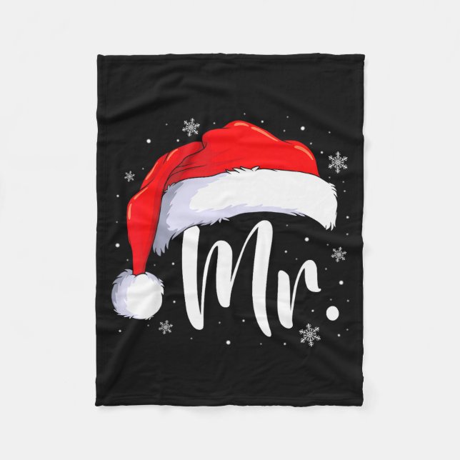 Mr And Mrs Claus Couples Matching Christmas Pajama Fleecefilt (Framsidan)