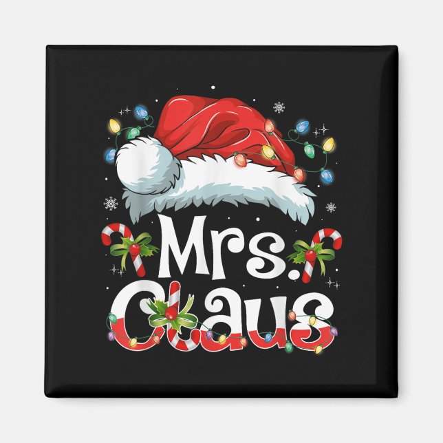 Mr And Mrs Claus Couples Matching Christmas Pajama Magnet (Framsidan)