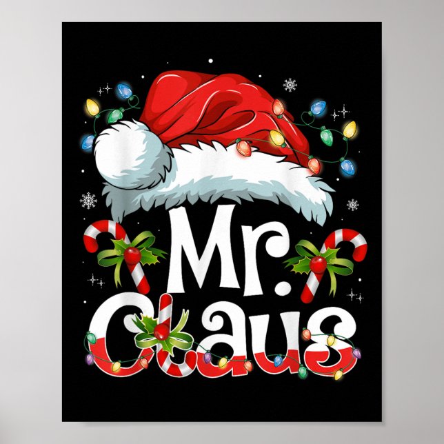 Mr And Mrs Claus Couples Matching Christmas Pajama Poster (Framsidan)