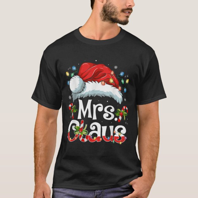 Mr And Mrs Claus Couples Matching Christmas Pajama T Shirt (Framsida)