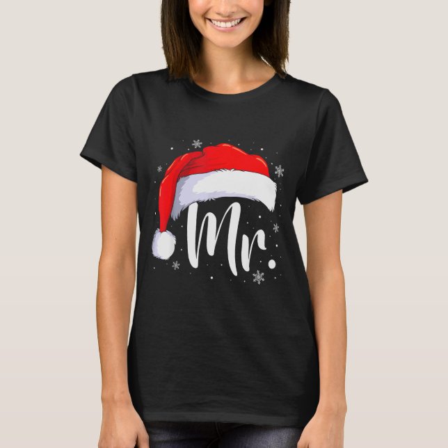 Mr And Mrs Claus Couples Matching Christmas Pajama T Shirt (Framsida)
