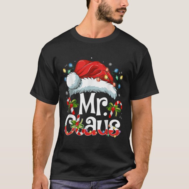 Mr And Mrs Claus Couples Matching Christmas Pajama T Shirt (Framsida)