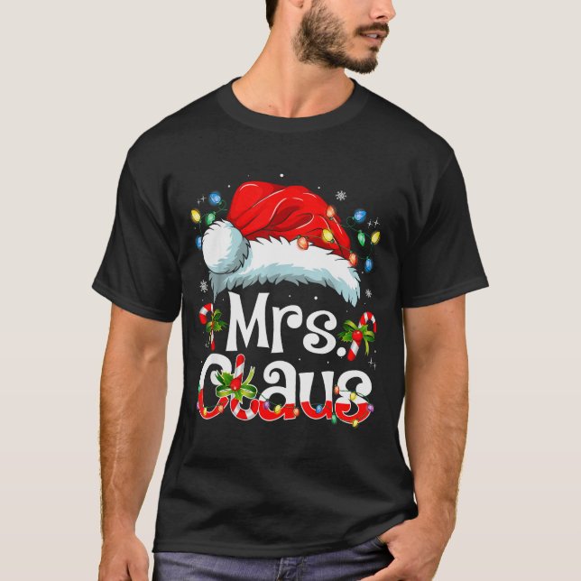 Mr And Mrs Claus Couples Matching Christmas Pajama T Shirt (Framsida)